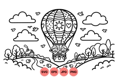 Hand Drawn Hot Air Balloon Kids Illustration Product Image 1
