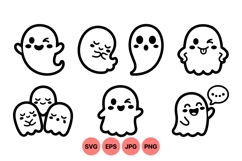 Cute Halloween Ghost Emoticon Clipart Product Image 1