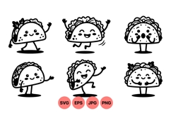 Funny Cute Taco Cartoon Character Clipart Product Image 1