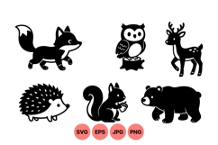 Cute Woodland Animal Silhouettes For Crafts Product Image 1