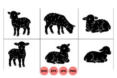 Vector Lamb Silhouette Illustrations For Crafts Product Image 1