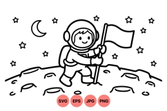 Cute Cartoon Astronaut Moon Landing Illustration Product Image 1