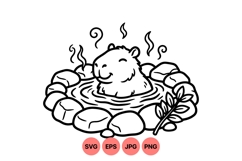 Relaxing Capybara Hot Spring Animal Vector Design Product Image 1