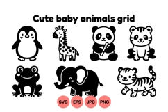 Cute Baby Animals SVG Clipart For Kids Crafts Product Image 1