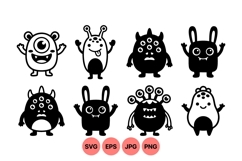 Cute Cartoon Monster Characters Svg Graphics Product Image 1
