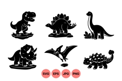 Hand Drawn Dinosaur Silhouette Clipart Product Image 1