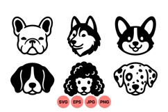 Minimal Black Dog Face Silhouette Clipart Product Image 1
