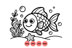 Cute Smiling Cartoon Fish Vector Illustration Product Image 1