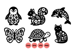 Decorative Floral Animal SVG Silhouette Product Image 1