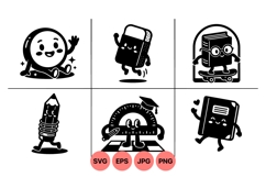 Adorable School Supplies SVG Clipart Design Kit Product Image 1