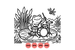 Cute Frog Playing Drums Vector Illustration Product Image 1