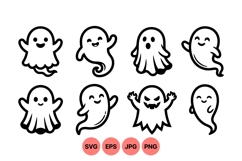 Cute Halloween Ghost Clipart For Crafts Product Image 1
