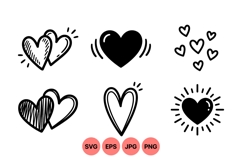 Hand Drawn Love Hearts Clipart For Valentines Product Image 1