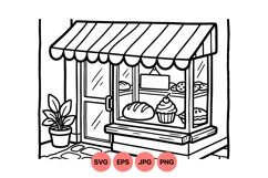 Line Art Bakery Shop Vector Illustration Design Product Image 1