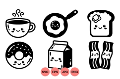 Cute Kawaii Breakfast Food Clipart Product Image 1