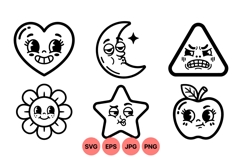 Hand Drawn Retro Face Icon For Crafts Product Image 1