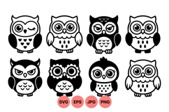 Black Owl Silhouette Clipart For Crafting Product Image 1
