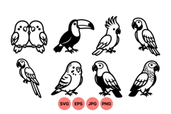 Tropical Bird Vector Illustrations For Crafts Product Image 1