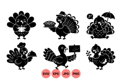 Cute Thanksgiving Turkey Clipart Illustrations for Holiday Product Image 1
