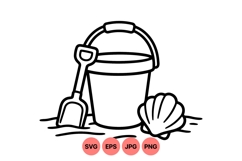 Beach Kids Toy Bucket And Shell Clipart Design Product Image 1