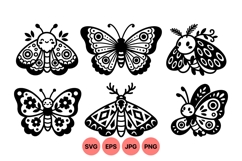 Black Butterfly And Moth Silhouette Vector Designs Product Image 1
