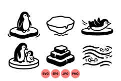 Cute Penguin Vector Clipart Designs On Ice Floes Product Image 1