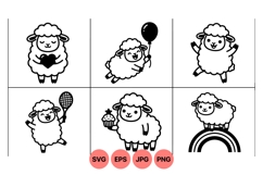 Adorable Cartoon Sheep Clipart For Kids Design Product Image 1