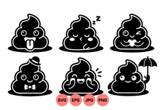 Cute Cartoon Poop Emoticon Vector Illustrations Product Image 1