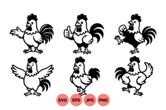 Hand Drawn Cartoon Rooster Vector Illustrations Product Image 1