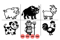 Cute Farm Animal Cartoon Clipart Product Image 1