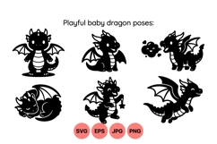 Playful Baby Dragon Clipart Vector Graphics Product Image 1