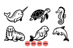 Hand Drawn Ocean Animals Svg Clipart Product Image 1