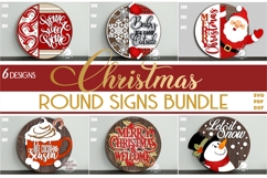 Christmas Round Welcome Signs Bundle SVG | Winter Signs Product Image 1