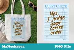 Funny Trendy Guest Check PNG Coffee Order Quote Product Image 1
