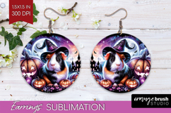 Guinea Pig Halloween Round Earrings Cute Animal PNG Product Image 1