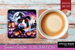 Guinea Pig Halloween Square Coaster Cute Animal Coaster PNG Product Image 1