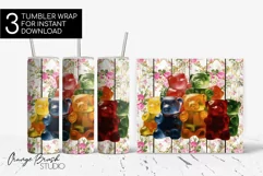 Gummy Bear Summer Tumbler Designs 3D Tumbler Wrap PNG