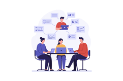 Team collaboration in a modern office setting with flat desi Product Image 1