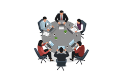 Business meeting with professionals around a circular table Product Image 1