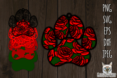 3D paw print layered papercut SVG, flower layered cut file. Product Image 1