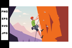 Male Rock Climber Wearing Helmet and Harness on Orange Cliff Product Image 1