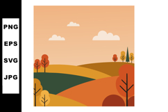Autumn landscape with rolling hills and scattered trees in o Product Image 1