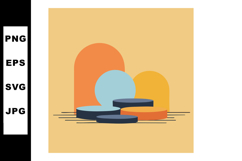 Abstract geometric shapes with circles and rounded rectangle Product Image 1