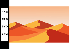 Desert Landscape with Sand Dunes and Warm Sunset Colors Vect Product Image 1