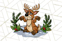 Merry Moods Reindeer Christmas Clipart | Funny Holiday Png Product Image 4