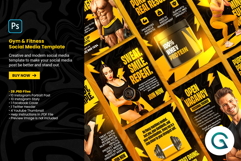 Gym &amp; Fitness Social Media Template Product Image 1
