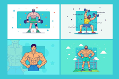 Men’s Gym Weight Training Illustrations Product Image 1