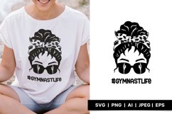 Messy Bun Girl with Sunglasses and #GymnastLife Hashtag SVG Product Image 1