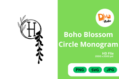 Boho Blossom Circle Monogram - Floral Bohemian Letter Frames Product Image 1