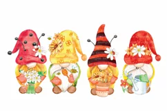 Gnomes. Hand drawn gnomes. Gnomes PNG clipart. Summer gnome Product Image 4